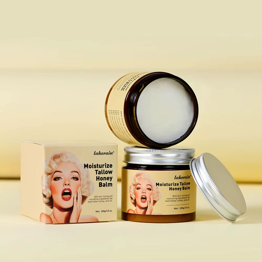 100g Moisturizing Tallow Honey Balm with Whipped Beef Tallow and Manuka Honey - Body Lotion and Lip Balm for Skin Care