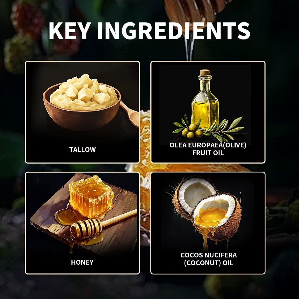 100g Moisturizing Tallow Honey Balm with Whipped Beef Tallow and Manuka Honey - Body Lotion and Lip Balm for Skin Care