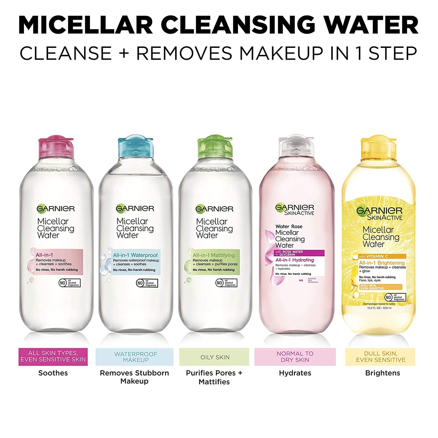 Micellar Water with Rose Water and Glycerin - Hydrating Facial Cleanser and Makeup Remover for All Skin Types, Vegan and Cruelty-Free, 13.5 Fl Oz (400 mL)