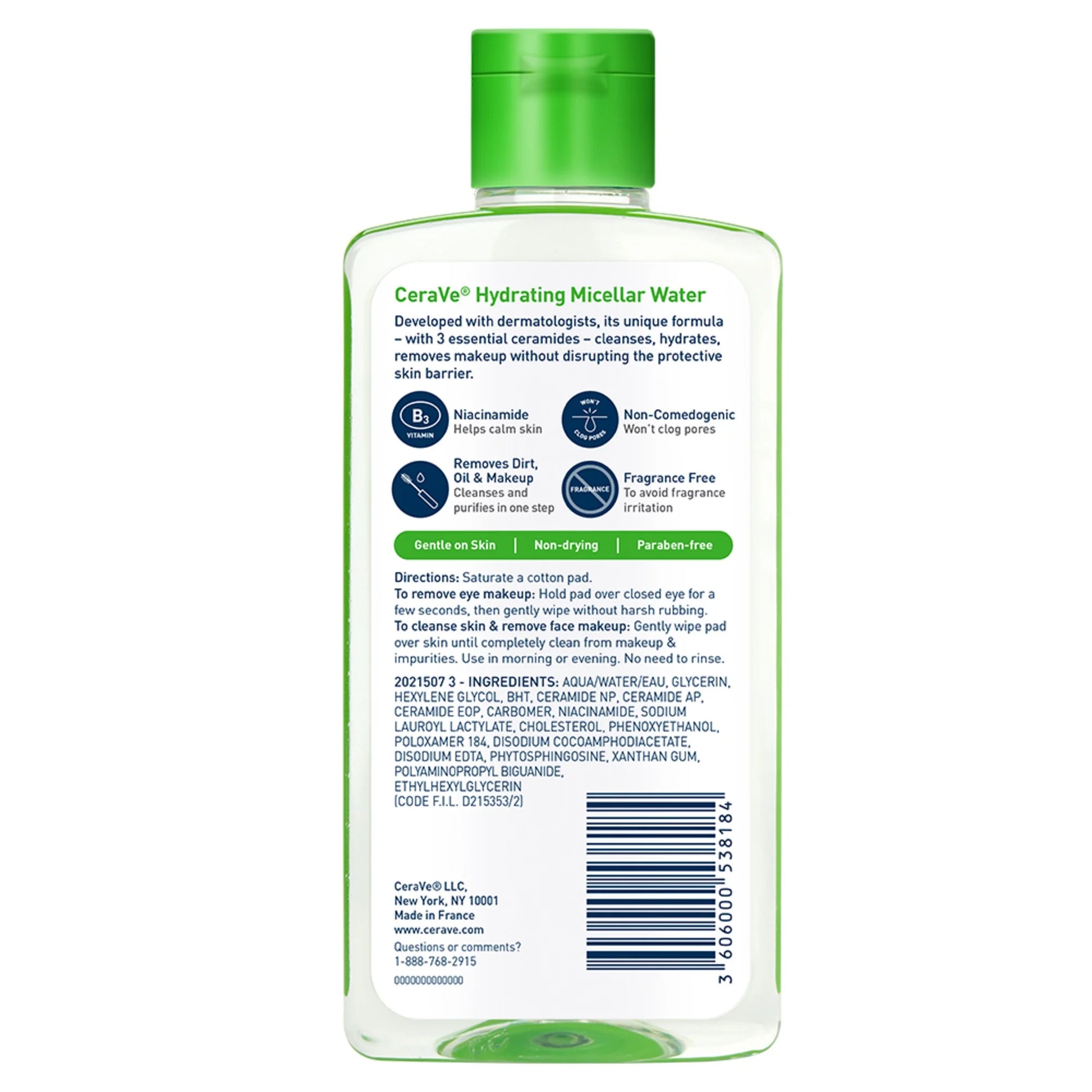 Hydrating Micellar Water Facial Cleanser & Eye Makeup Remover, 10 Fl Oz