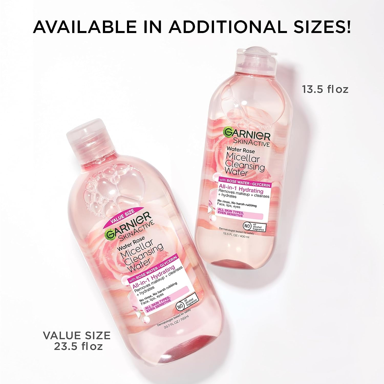 Micellar Water with Rose Water and Glycerin - Hydrating Facial Cleanser and Makeup Remover for All Skin Types, Vegan and Cruelty-Free, 13.5 Fl Oz (400 mL)